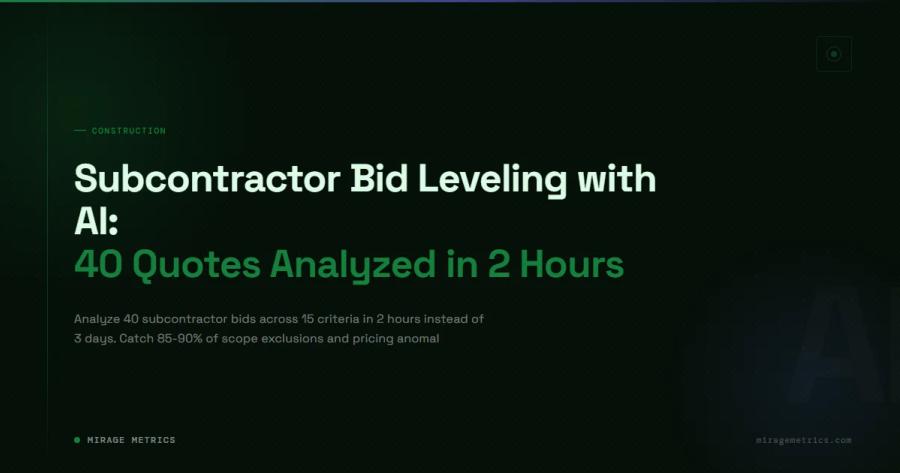 Subcontractor Bid Leveling with AI: 40 Quotes Analyzed in 2 Hours