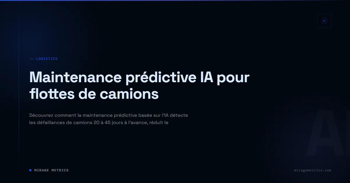 Maintenance prédictive camion: détectez les pannes
