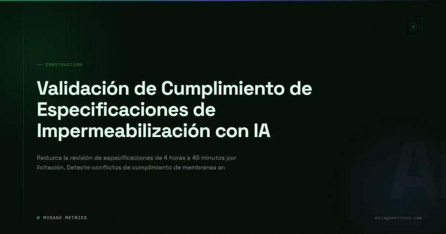 Cumplimiento de especificaciones de impermeabilización IA