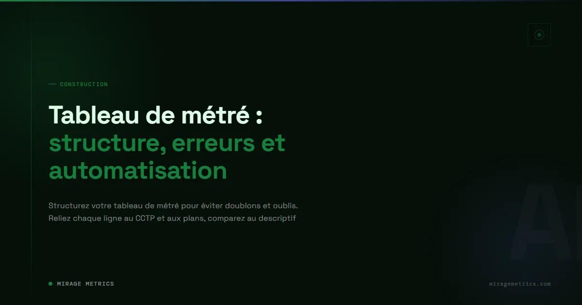 Tableau de métré : structure, erreurs et automatisation