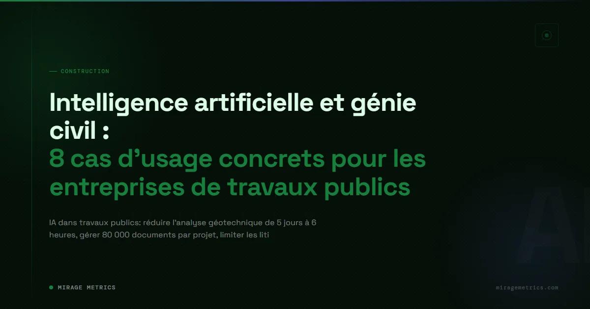 IA et génie civil : 8 cas d'usage pour les travaux publics