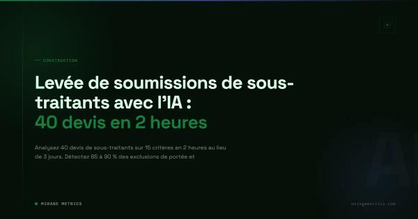 Levée de soumissions de sous-traitants avec l'IA : 40 devis en 2 heures