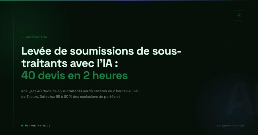 Levée de soumissions de sous-traitants avec l'IA : 40 devis en 2 heures