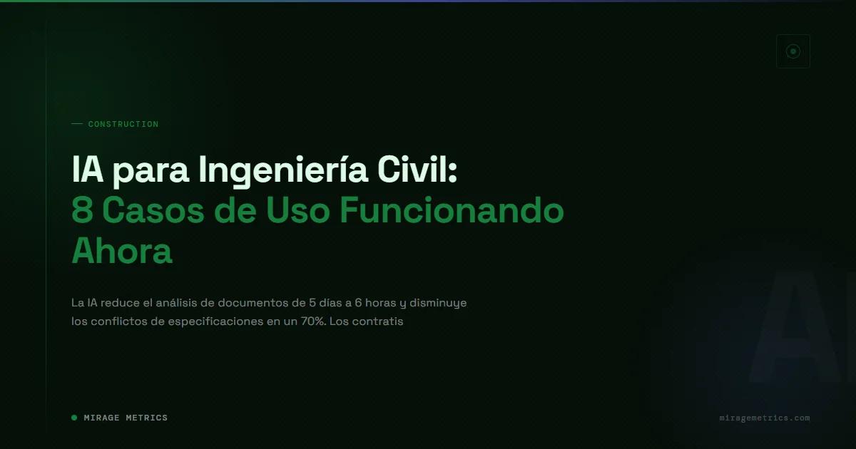 IA para Ingeniería Civil: 8 Casos de Uso Funcionando Ahora
