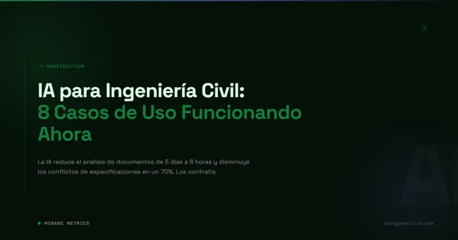 IA para Ingeniería Civil: 8 Casos de Uso Funcionando Ahora