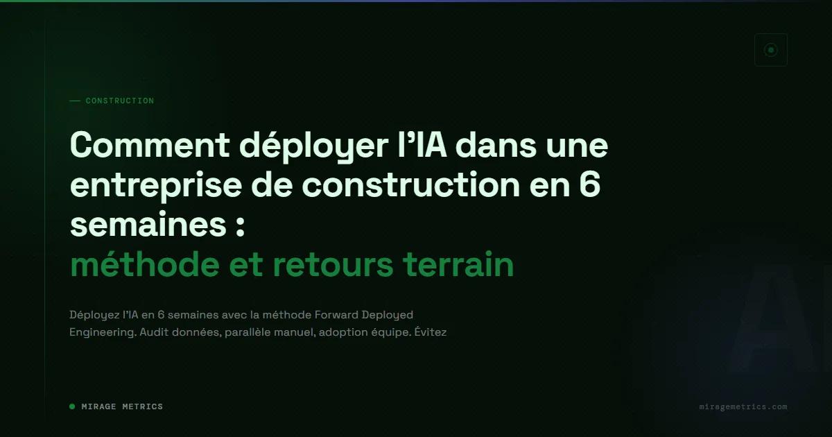 Déployer l'IA dans le BTP en 6 semaines : méthode terrain