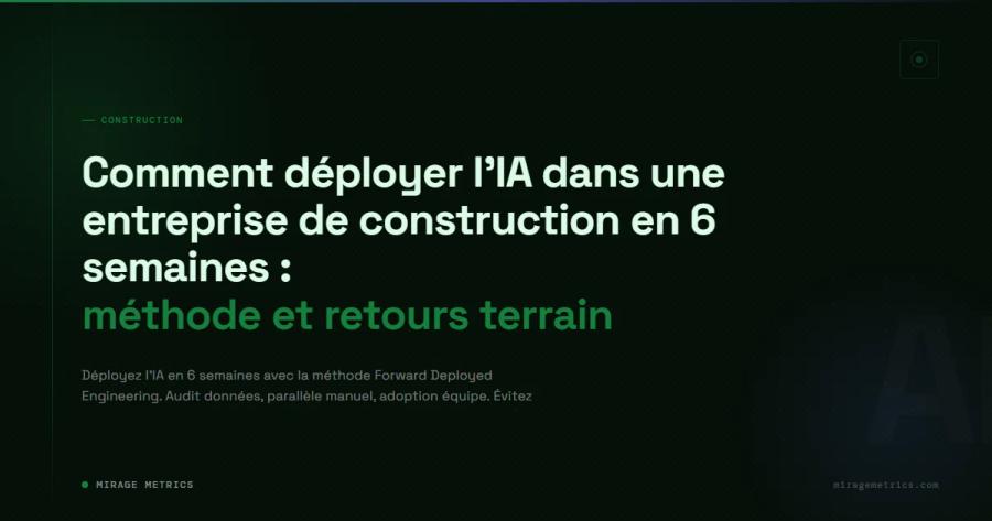 Comment déployer l'IA dans une entreprise de construction en 6 semaines : méthode et retours terrain