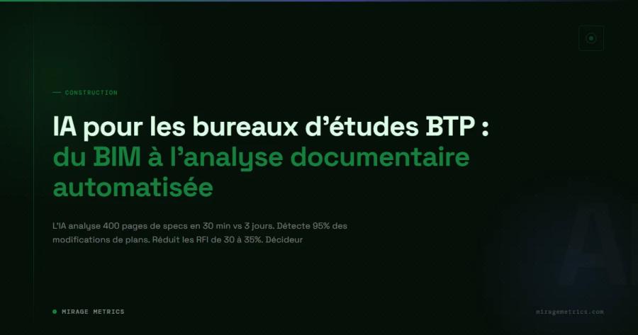 IA pour les bureaux d'études BTP : du BIM à l'analyse documentaire automatisée
