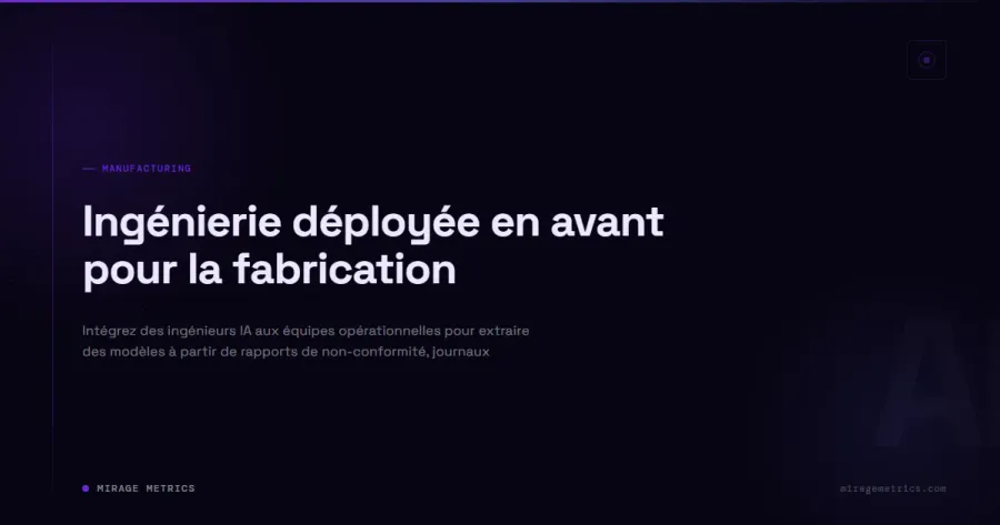 Ingénierie déployée en avant pour la fabrication