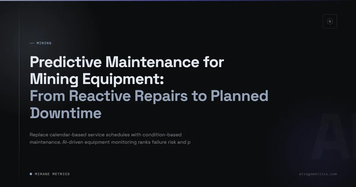 Predictive Maintenance for Mining Equipment
