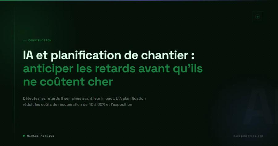 IA et planification de chantier : anticiper les retards avant qu'ils ne coûtent cher