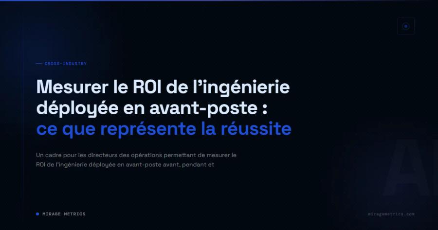 Mesurer le ROI ingénierie déployée en avant-poste
