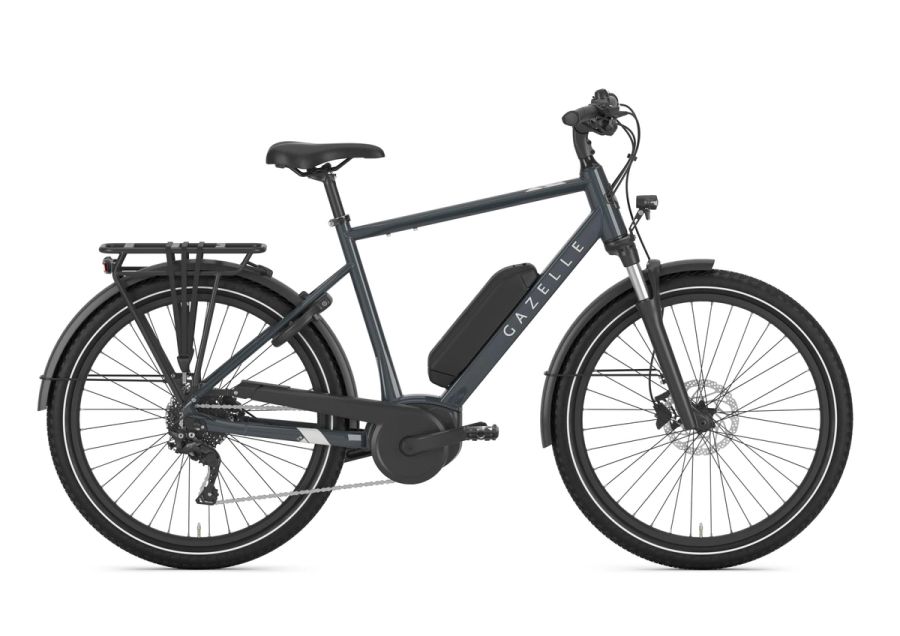 Gazelle Medeo T9 high-step commuter e-bike in Thunder Grey, side view