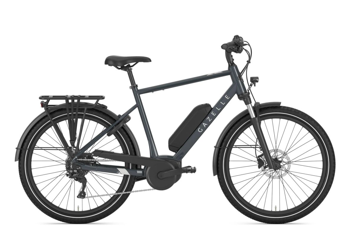 Gazelle Medeo T9 high-step commuter e-bike in Thunder Grey, side view