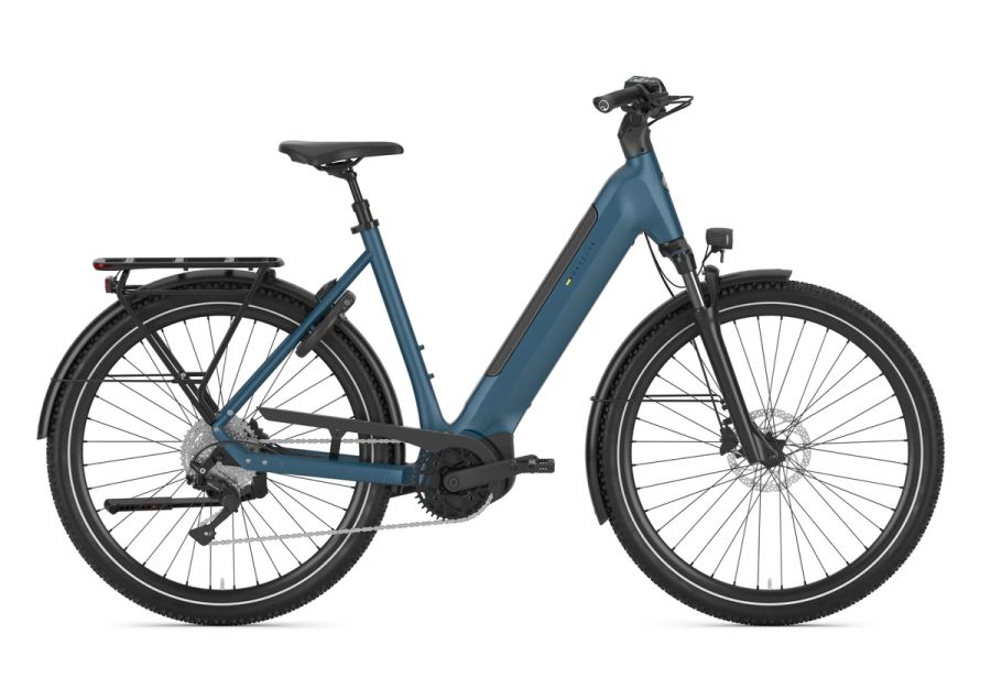 Gazelle Ultimate T10 low-step e-bike in Legion Blue, side view