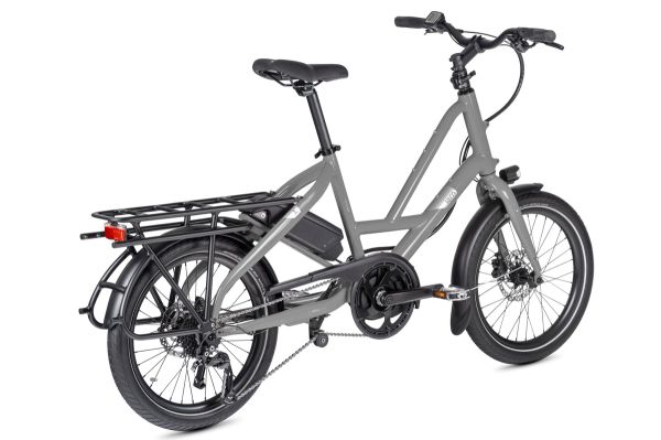 Tern Quick Haul P9 Sport cargo e-bike in Forge Grey, rear three-quarter view