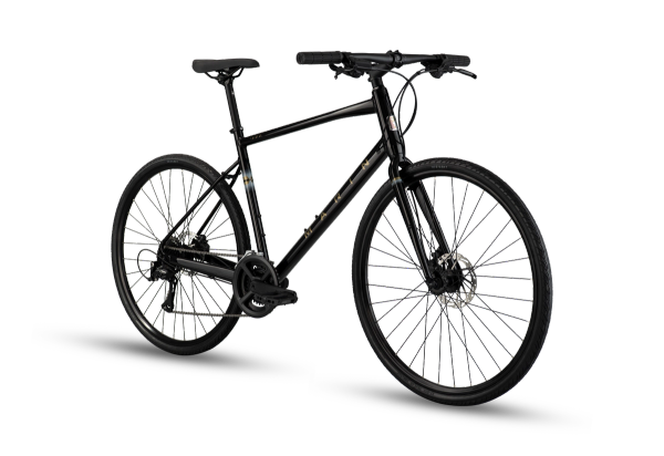 Marin Fairfax 2 fitness hybrid bike in black, front three-quarter view