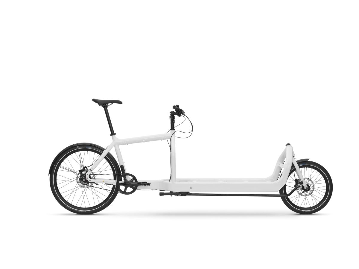 Larry vs Harry Bullitt X pedal cargo bike in Milk Plus, side view