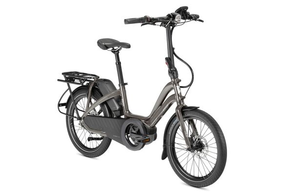Tern NBD P8i step-through e-bike in Bronze, three-quarter view