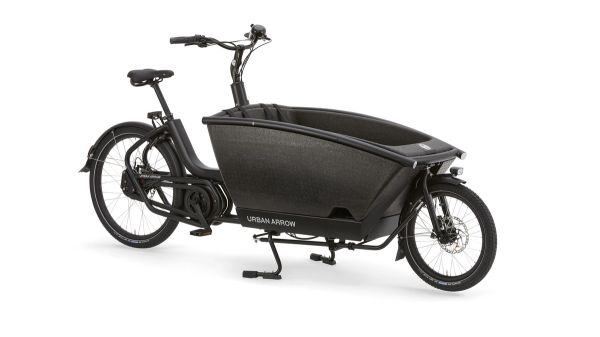 Urban Arrow Family cargo e-bike in black, front three-quarter view