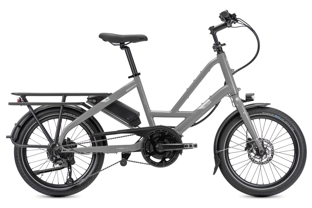 Tern Quick Haul P9 Sport cargo e-bike in Forge Grey, side view