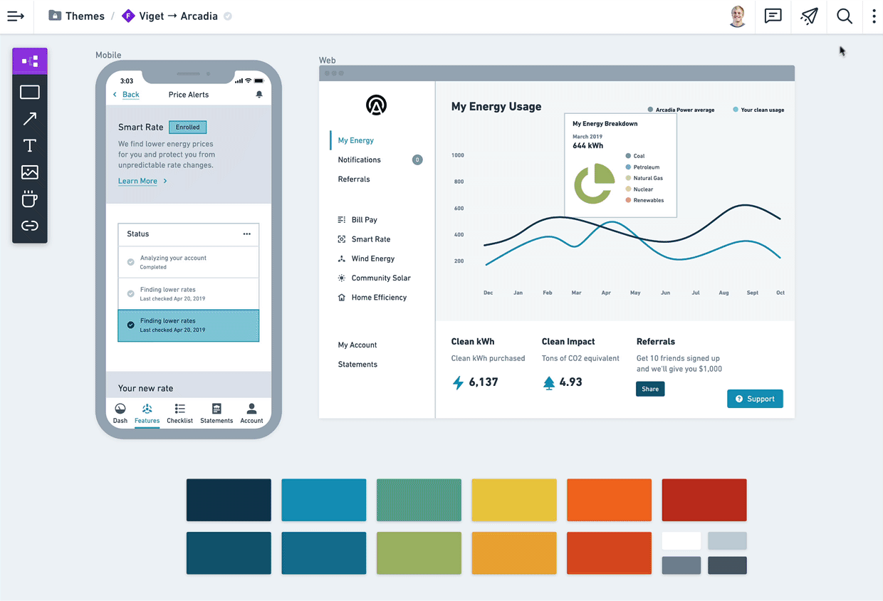 Animated gif showing board objects immediately switching to a newly applied theme