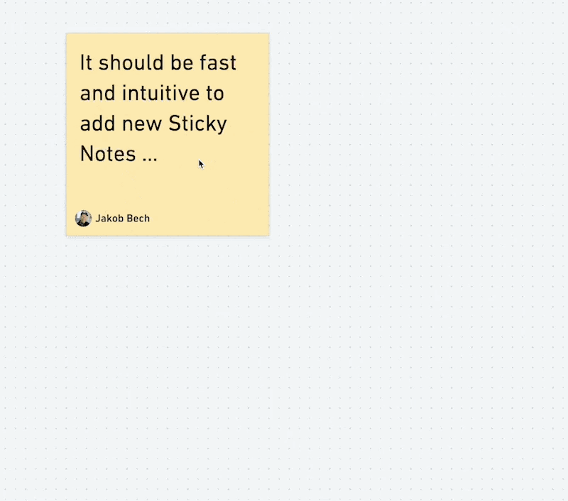 Creating a new sticky note