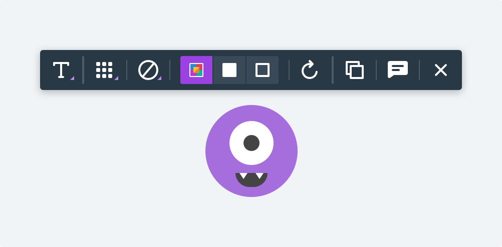 Extending the contextual toolbar patterns to a new object type: icons