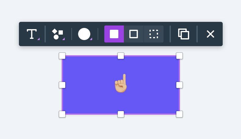 Example of a contextual toolbar for a rectangle shape in Whimsical