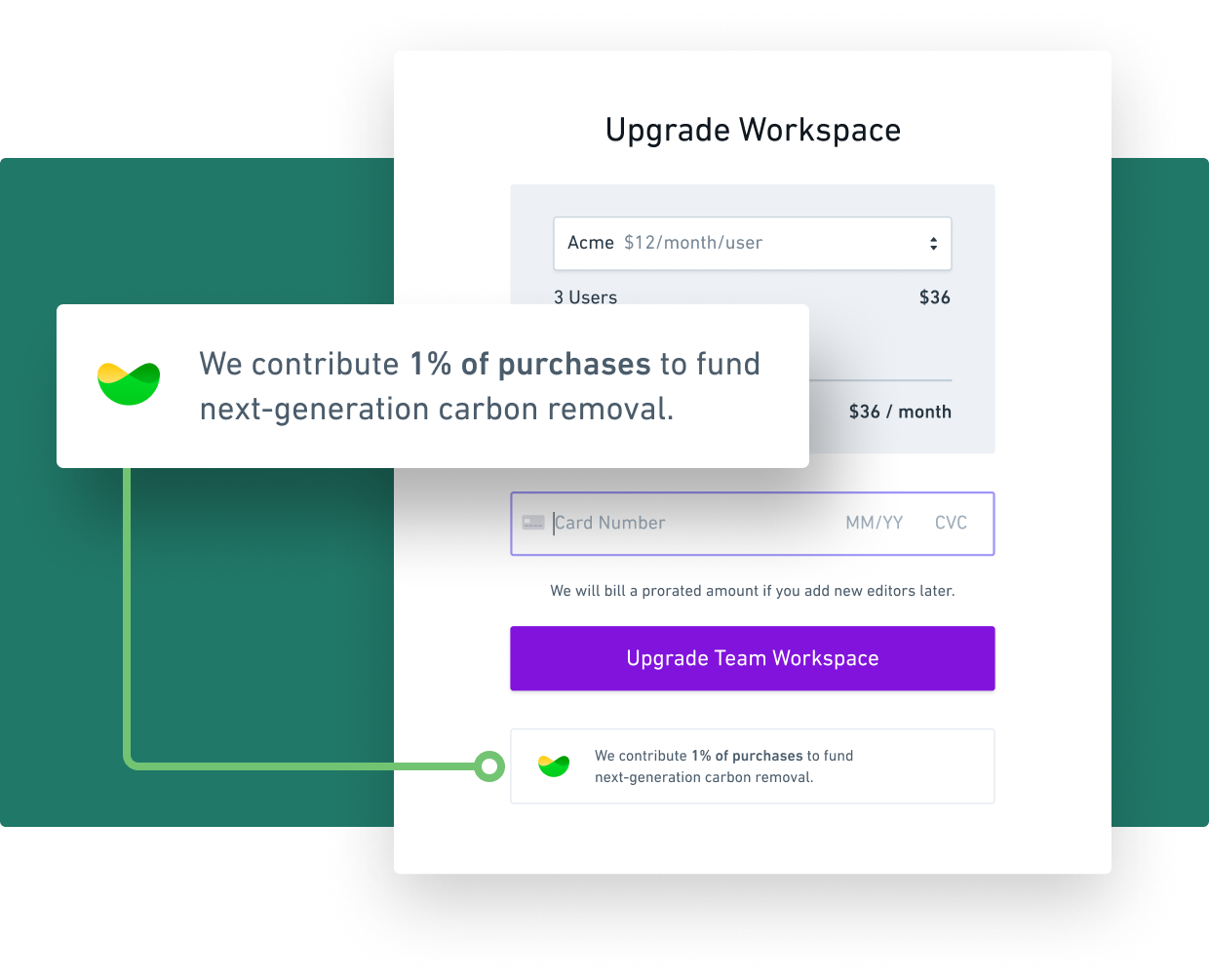 We contribute 1% of purchases to fund next-generation carbon removal