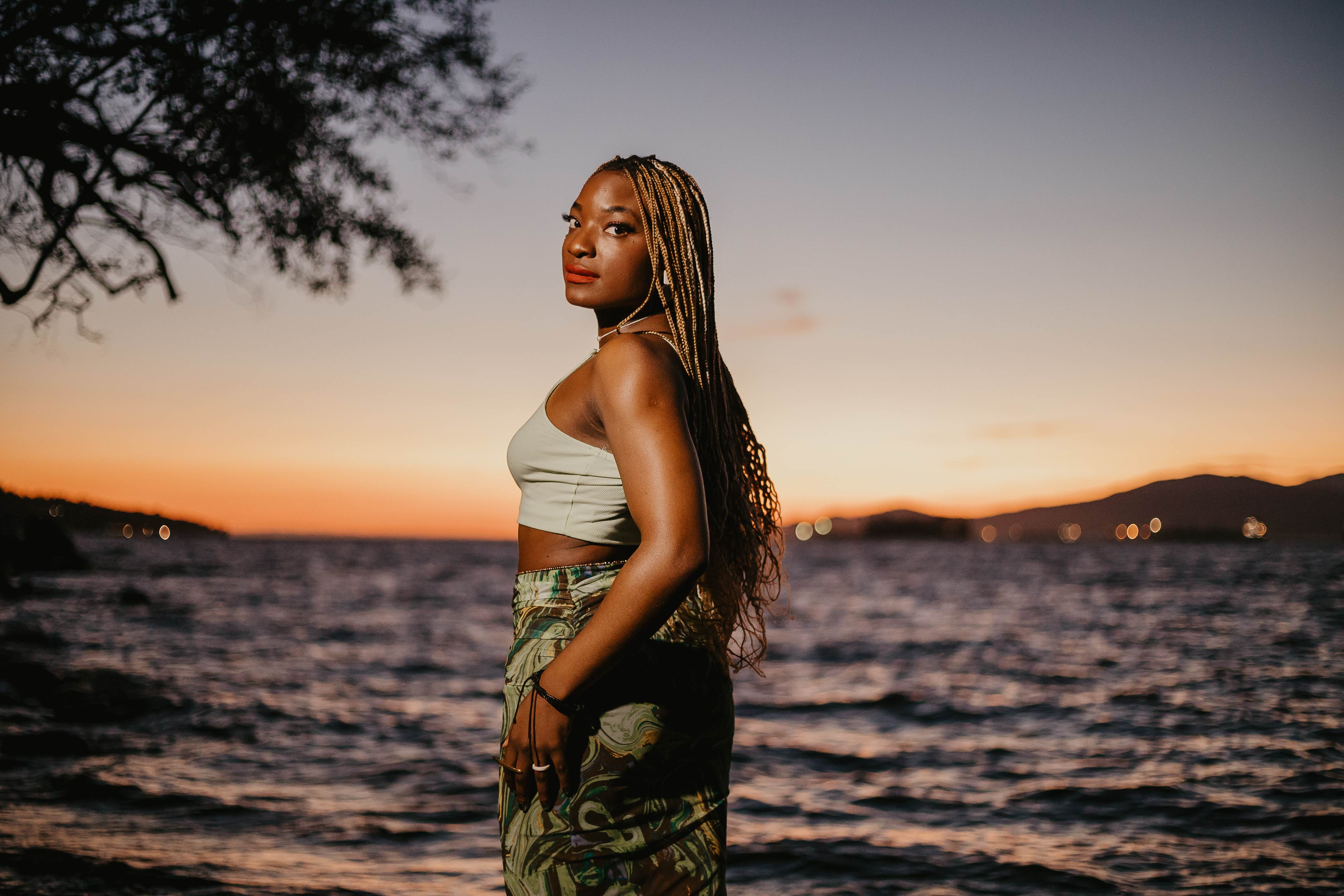 Sadé sunset beach portrait by Nathalia