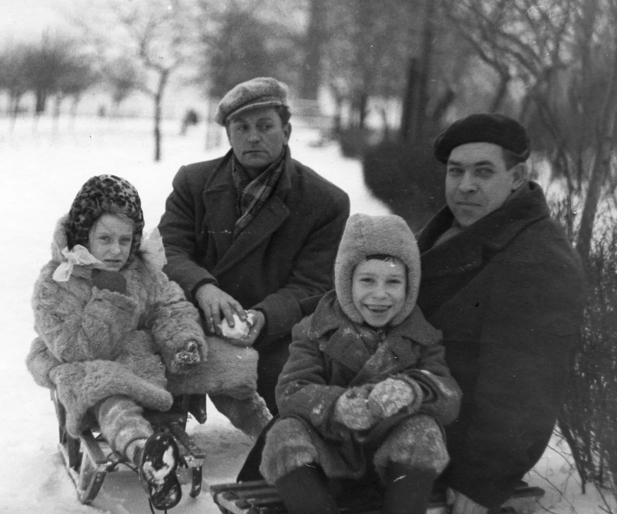 Vasily Ryabchenko in the center with father Sergey Vasilievich Ryabchenko, 1960s