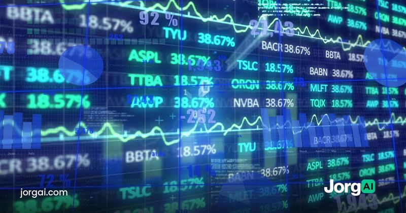 Stock ticker board with prices and percentage changes, cover for the Monday effect study