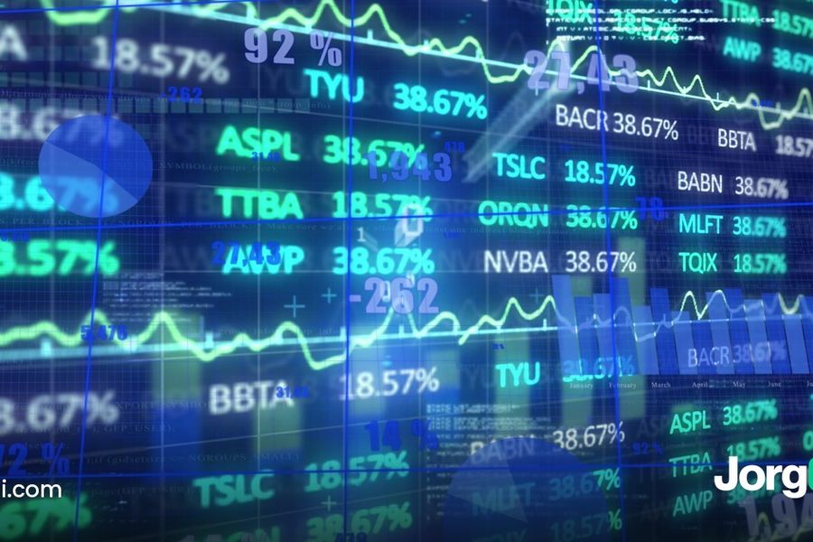 Stock ticker board with prices and percentage changes, cover for the Monday effect study