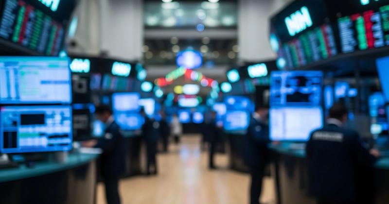 Trading floor lined with blue market data screens, representing the platforms compared in this TradersPost alternative guide