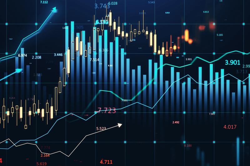 Rising candlestick chart showing a market rally after a rate cut