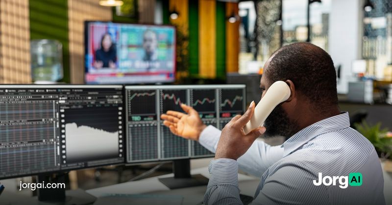Trader on the phone at a bank of market screens, cover for how much day traders actually make