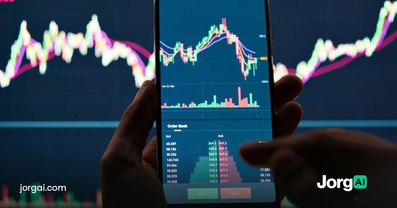 Hand holding a phone showing a stock chart, cover for the Robinhood vs Schwab active-trader cost comparison