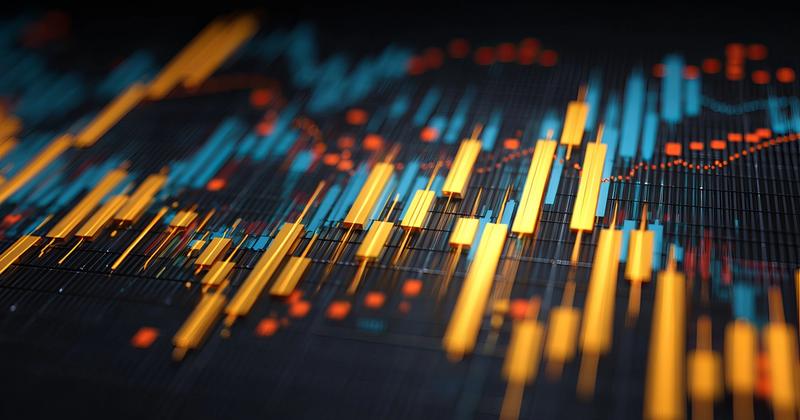 Close-up of candlestick chart analysis on screen, representing advanced technical charting software