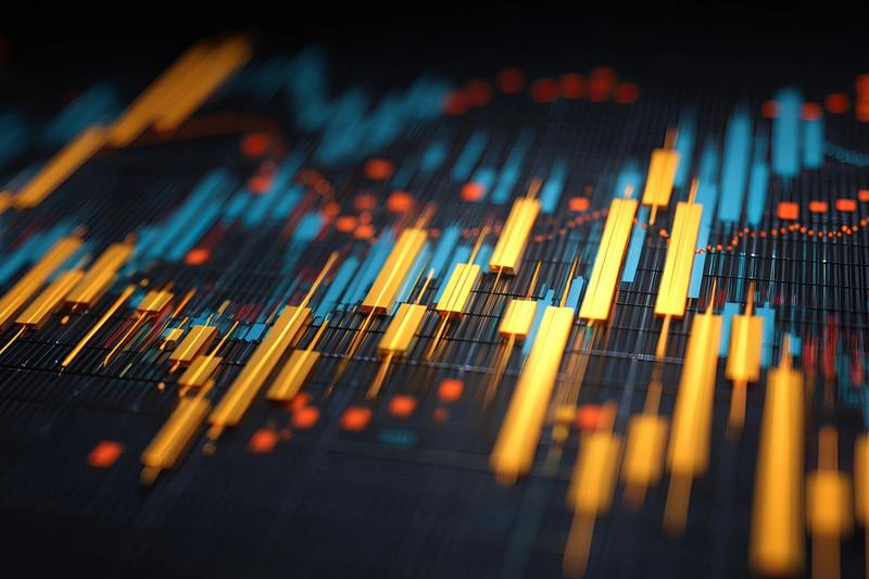 Close-up of candlestick chart analysis on screen, representing advanced technical charting software