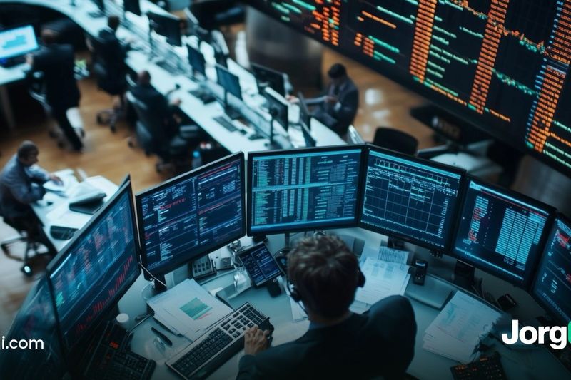 Traders at rows of screens on a trading floor, waiting for the Federal Reserve minutes release on October 7, 2026