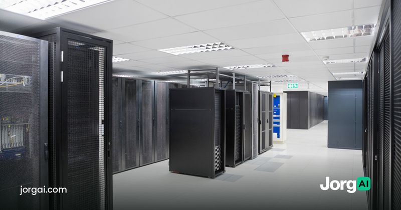 Rows of server racks in an empty data centre, cover for the Microsoft, Alphabet and Amazon earnings week preview