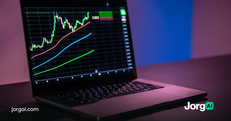 Laptop showing a rising stock chart, cover for the study of how often the stock market goes up