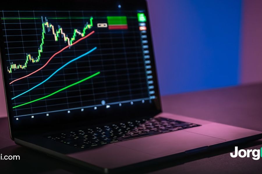 Laptop showing a rising stock chart, cover for the study of how often the stock market goes up