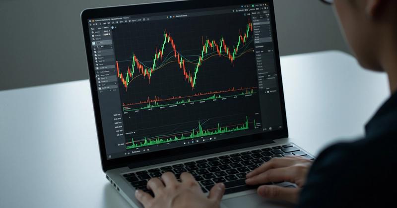 Trader reviewing stock scanner charts on a laptop, representing real-time market scanning software
