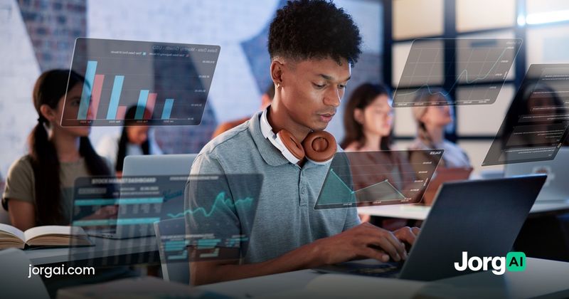 Young trader at a laptop with floating stock charts, cover for the Meta Q3 2026 earnings preview