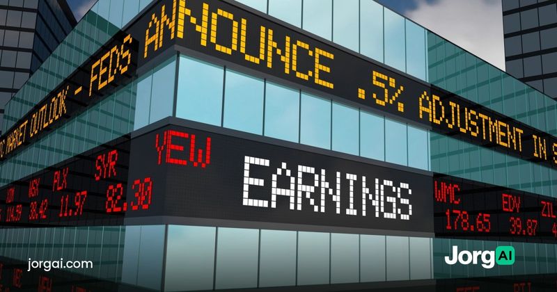 Stock ticker display on a building showing the word earnings, ahead of Tesla's third-quarter 2026 earnings report on October 21