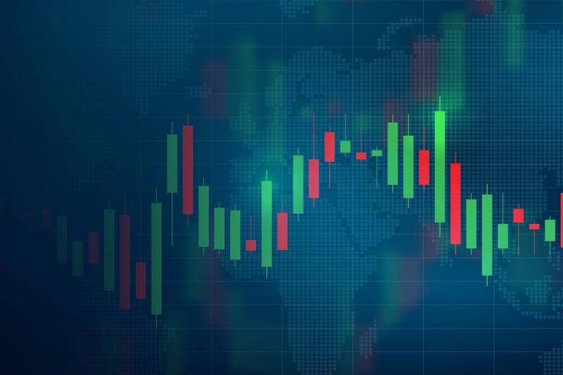 Candlestick chart on a dark screen reacting to the Federal Reserve's September 2026 rate hike