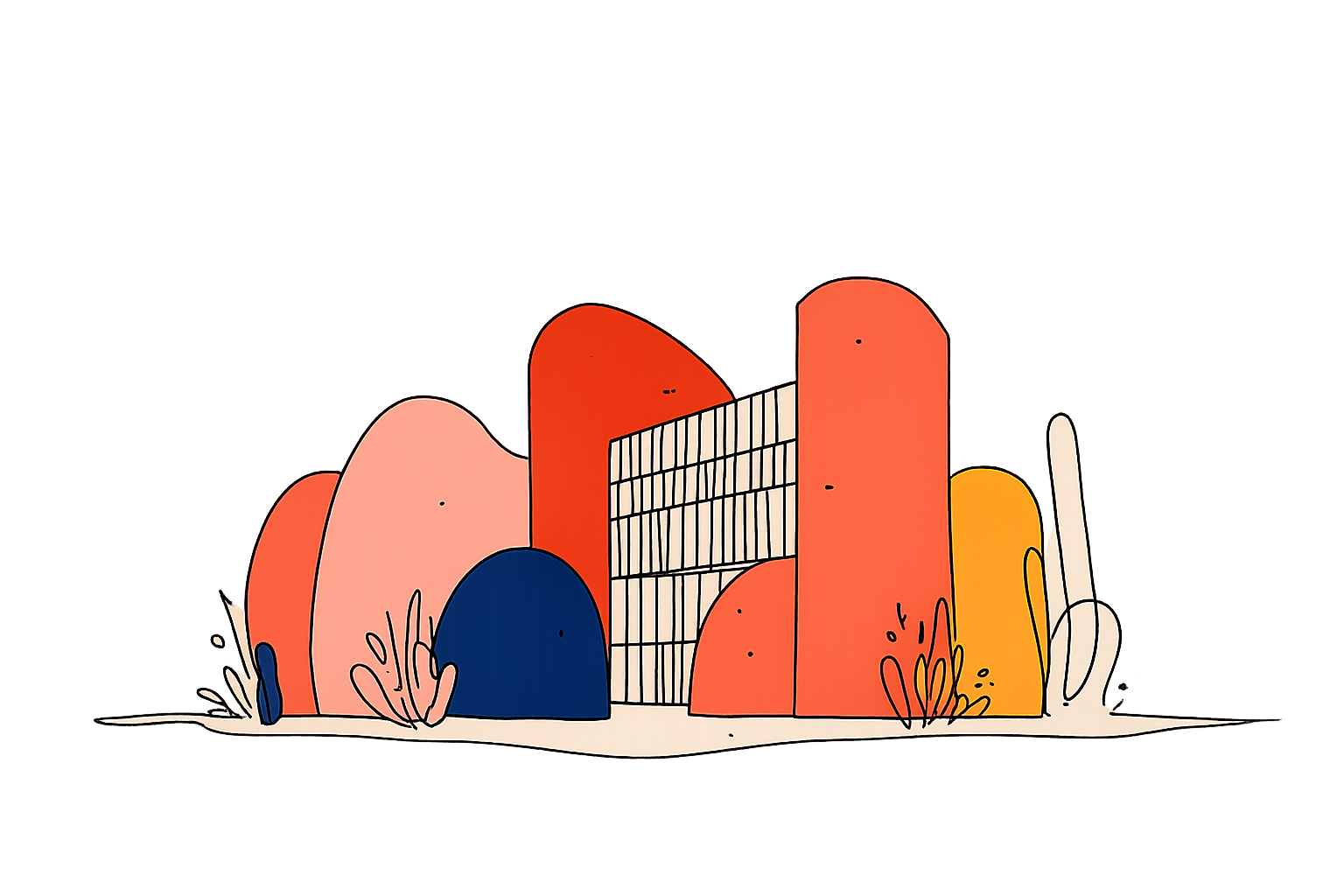Kontorbygning som illustration til planlægning af firmaets sommerfest