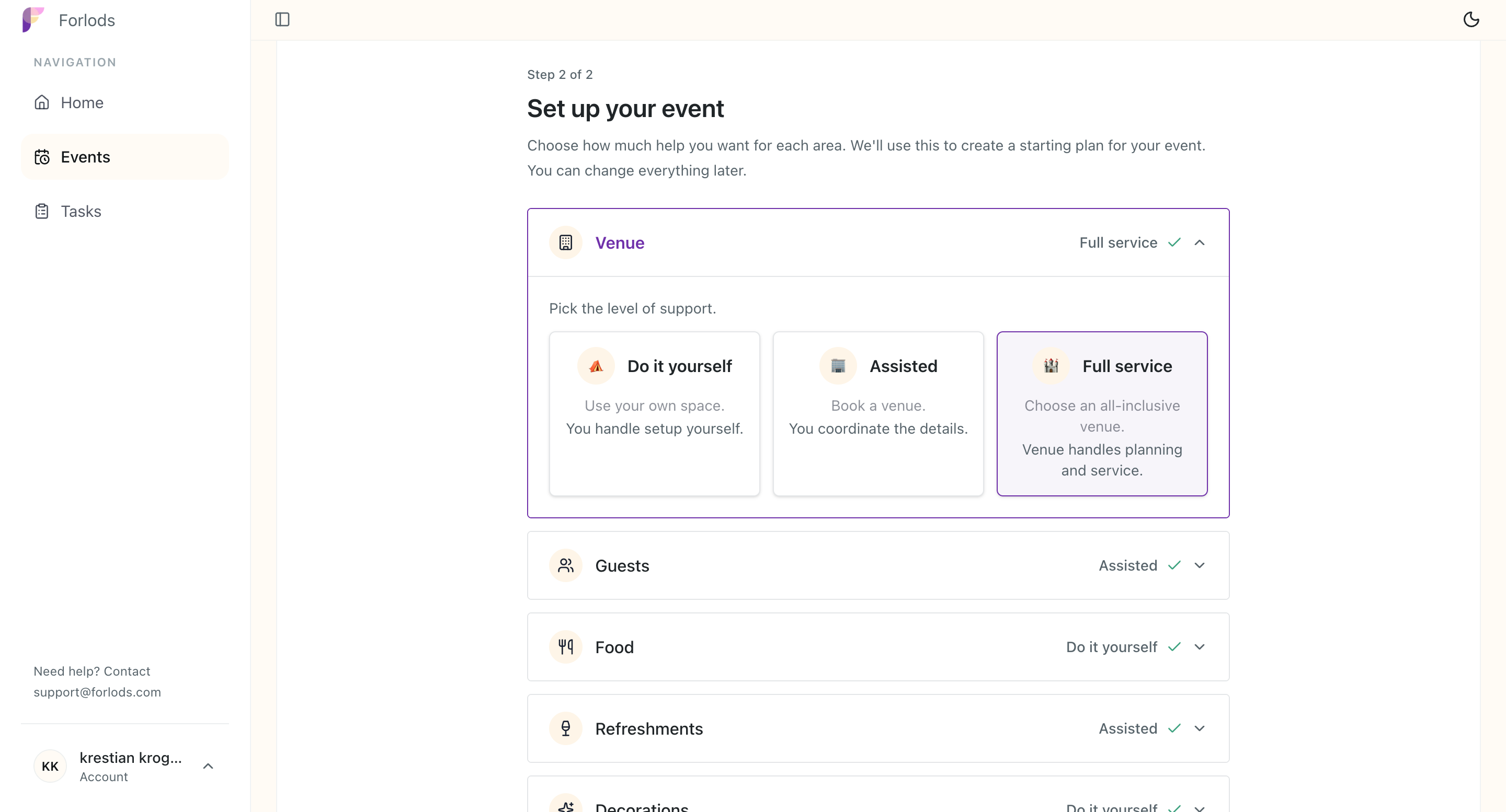 an event being planned with forlods